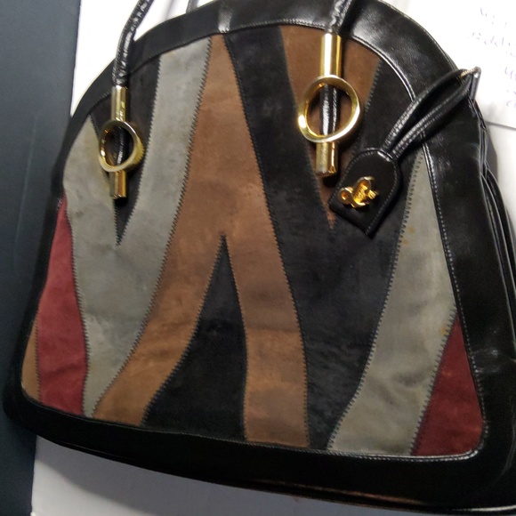 70's Lou Taylor Patchwork Shoulder Bag Made In Italy - Picture 8 of 8